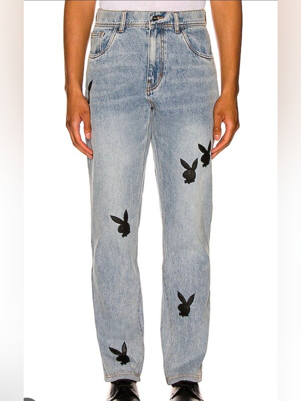 Playboy x Pleasures Every Bunny Needs Some Bunny Jeans Men's 38 Light Wash Denim